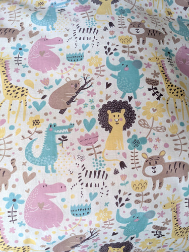 Jungle Animal Fabric, Polycotton Fabric, Love Animals Forest Fabric Sewing Fabric Nursery Fabric Quilting Craft Fabric by Half metre / metre